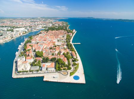 Aerial view of the city of Zadar in Croatia.